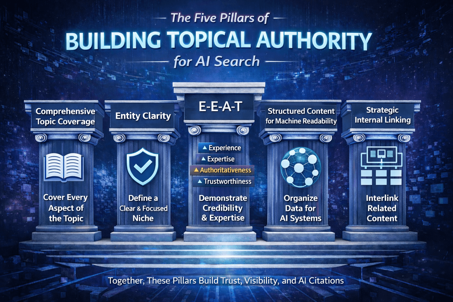 the five pillars for building topical authority for ai