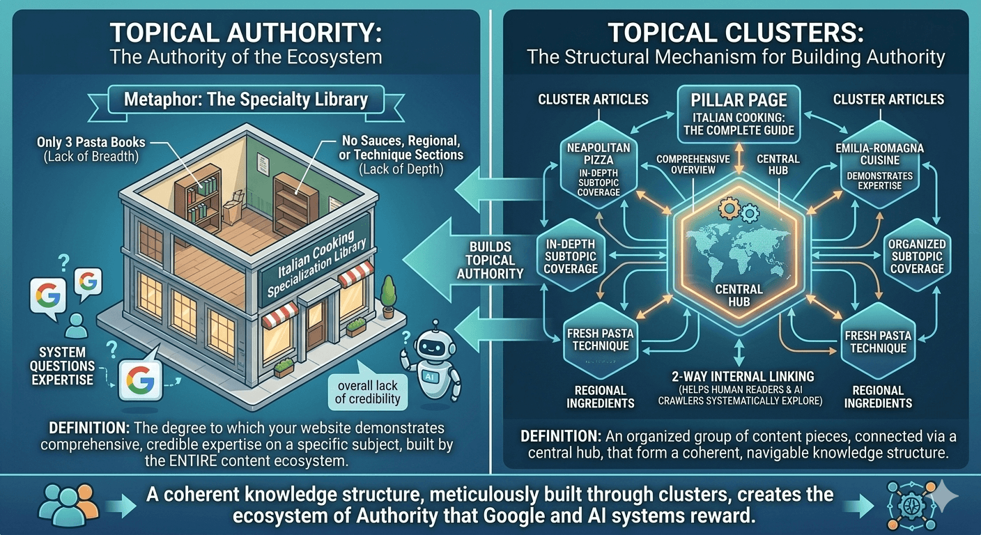 topical authority ad topical clusters in building topical authority for ai